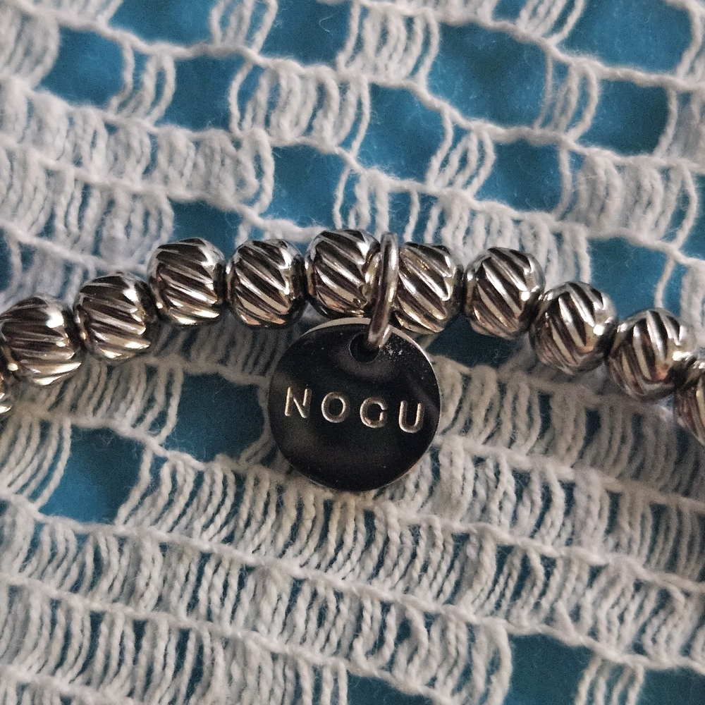 Silver & Teal Beaded Stretch Bracelet - Picture 4 of 5